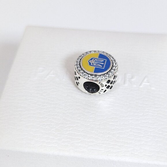 Pandora Ukraine Flag Bead Charm Bracelet Pendant S925 Silver with box - Picture 5 of 8